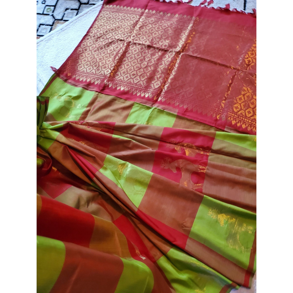 Women Pure Silk Designer Kanjivaram Saree Handloom Party Festive Wedding - Picture 16 of 16
